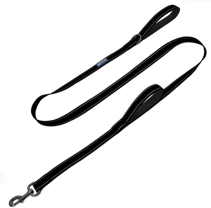 Heavy Duty Double Handle Reflective Nylon Dog Leash, 180cm, We Donate One Leash to a Dog Shelter for Every Leash Sold (Black)