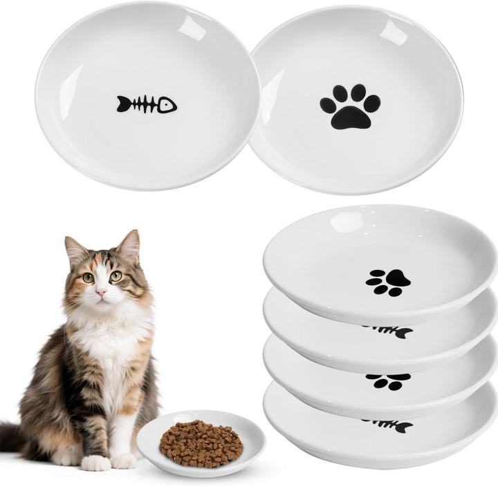 6 Pieces Cat Bowls, Ceramic Cat Feeder for Cats, Suitable for Kittens and Puppies