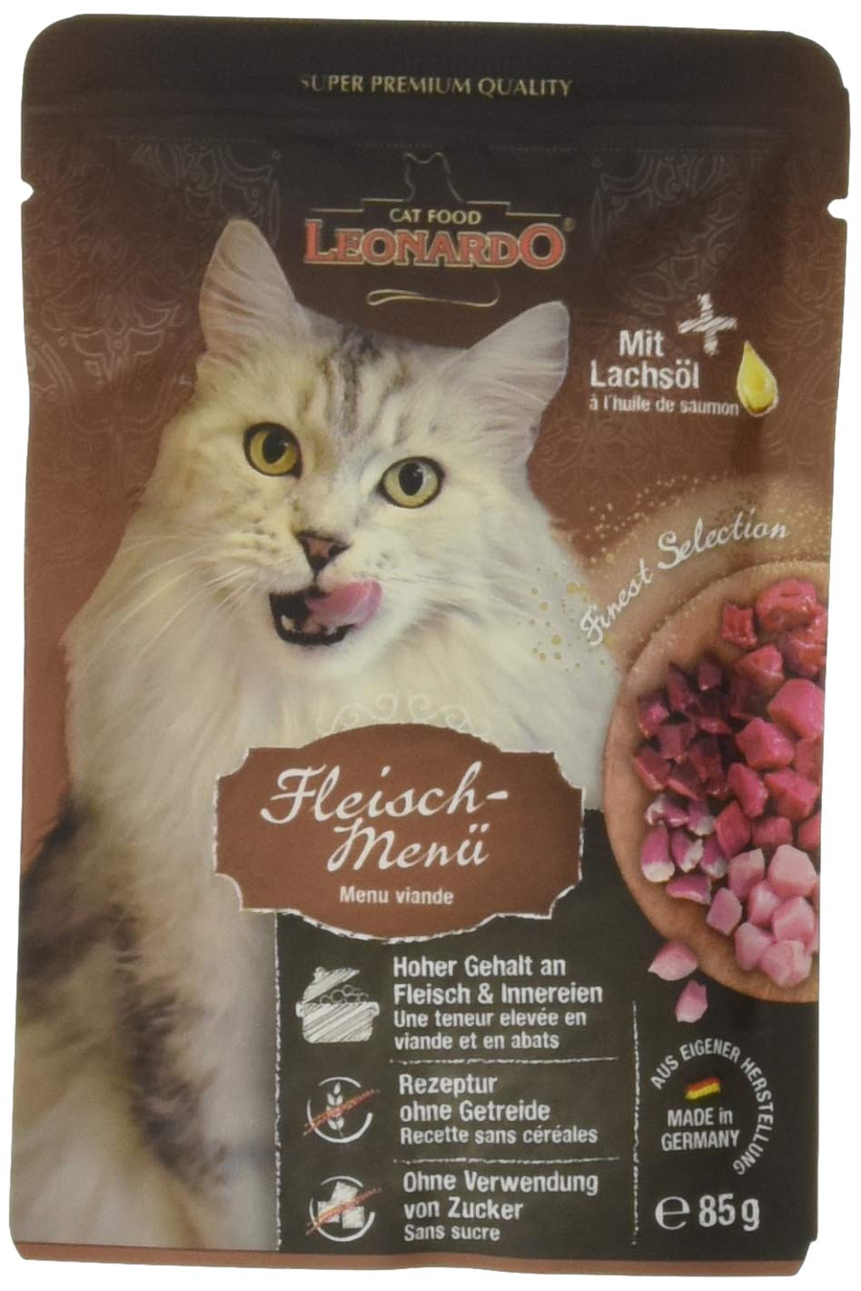 Leonardo Fresh Salmon [250g] Cat Food with 85% Fresh Meat | Complete for Adult Cats of All Breeds 1 Year Old (Pack of 2)