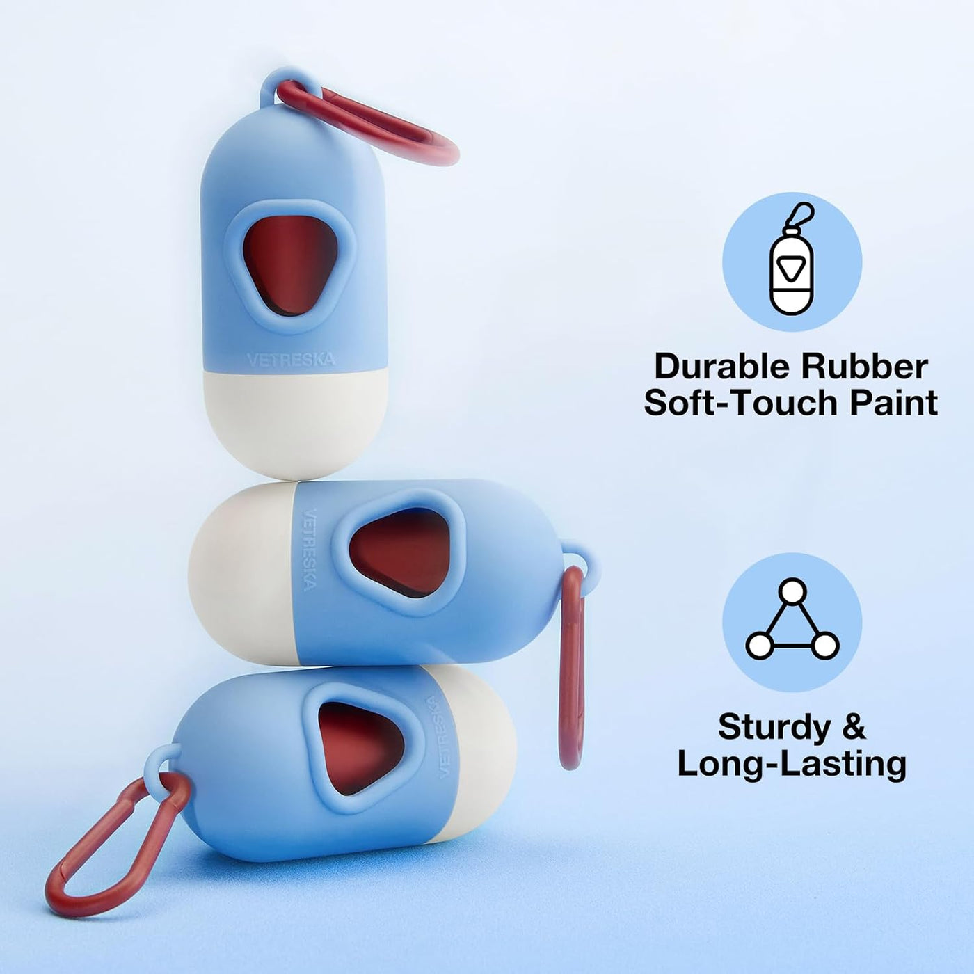 VETRESKA Dog Poop Bag Dispenser with 105 Bags, Leak Proof and Extra Thick