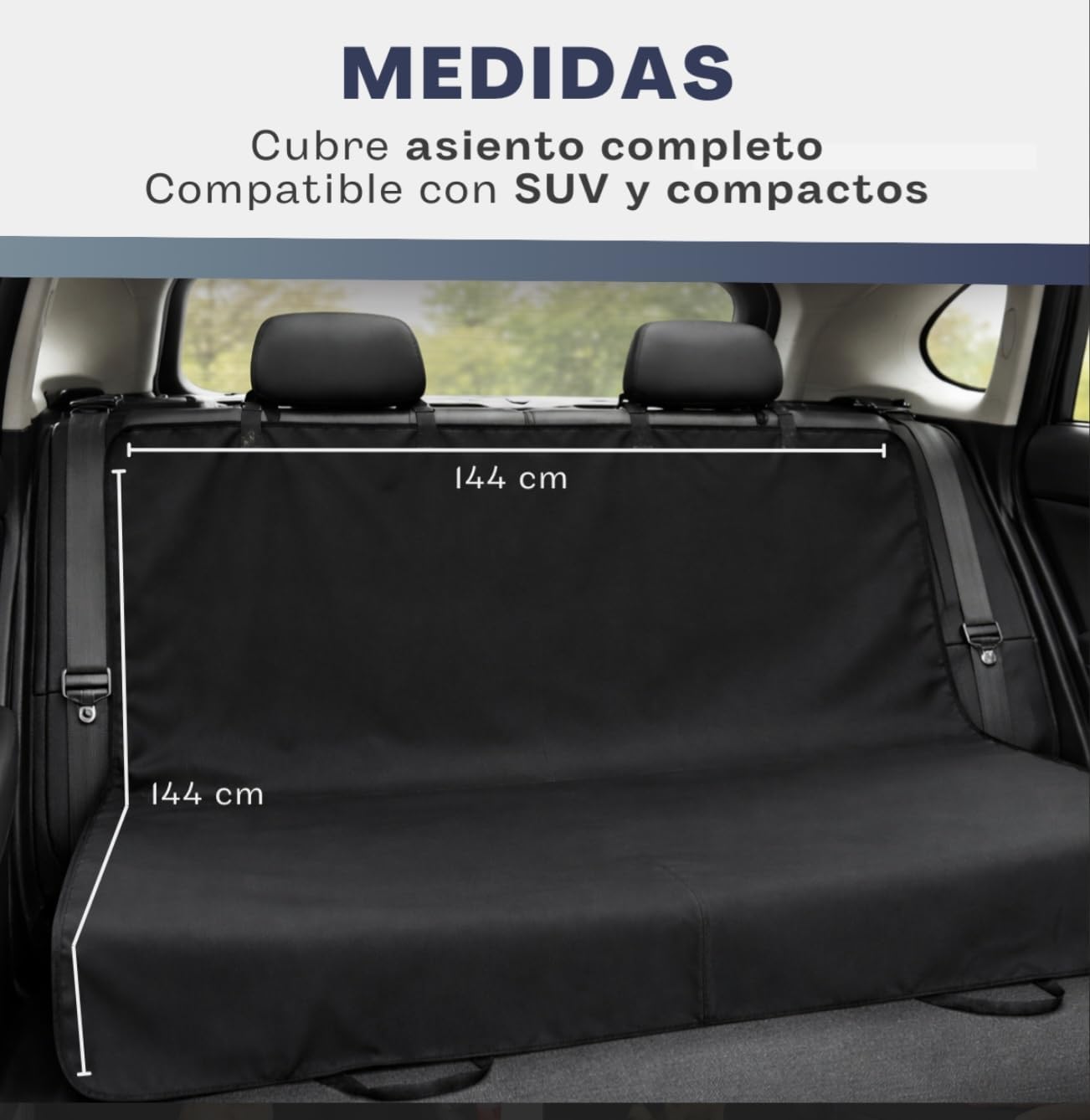 Car Seat Cover for Dogs, 144 x 144 cm, Waterproof, Non-Slip Back Seat Protector with Belt, Universal Car Seats Cover for Dogs