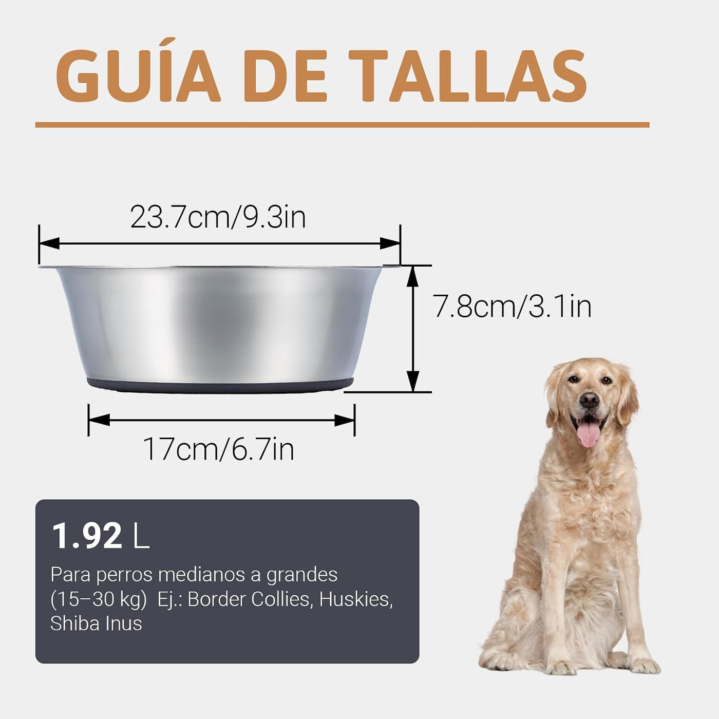PEGGY11 Stainless Steel Dog Bowls, Non-Slip, Rubber Bottom, Food Grade, BPA Free, Dishwasher Safe, Easy to Clean, 1900ml, 2 Packs