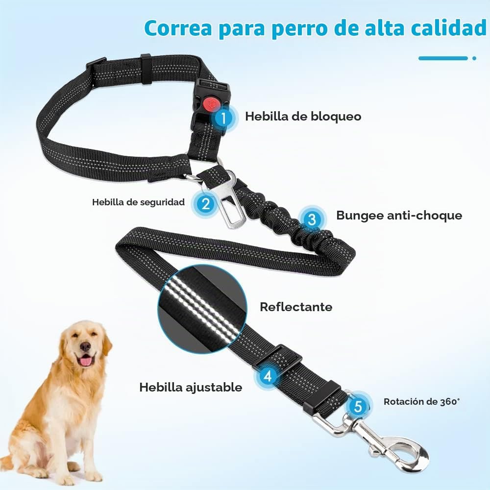 SlowTon Headrest for Dog, Dog Seat Belt for Car, Adjustable Safety Belt for Car, Safety Harness with Elastic Shock Absorber for Vehicles