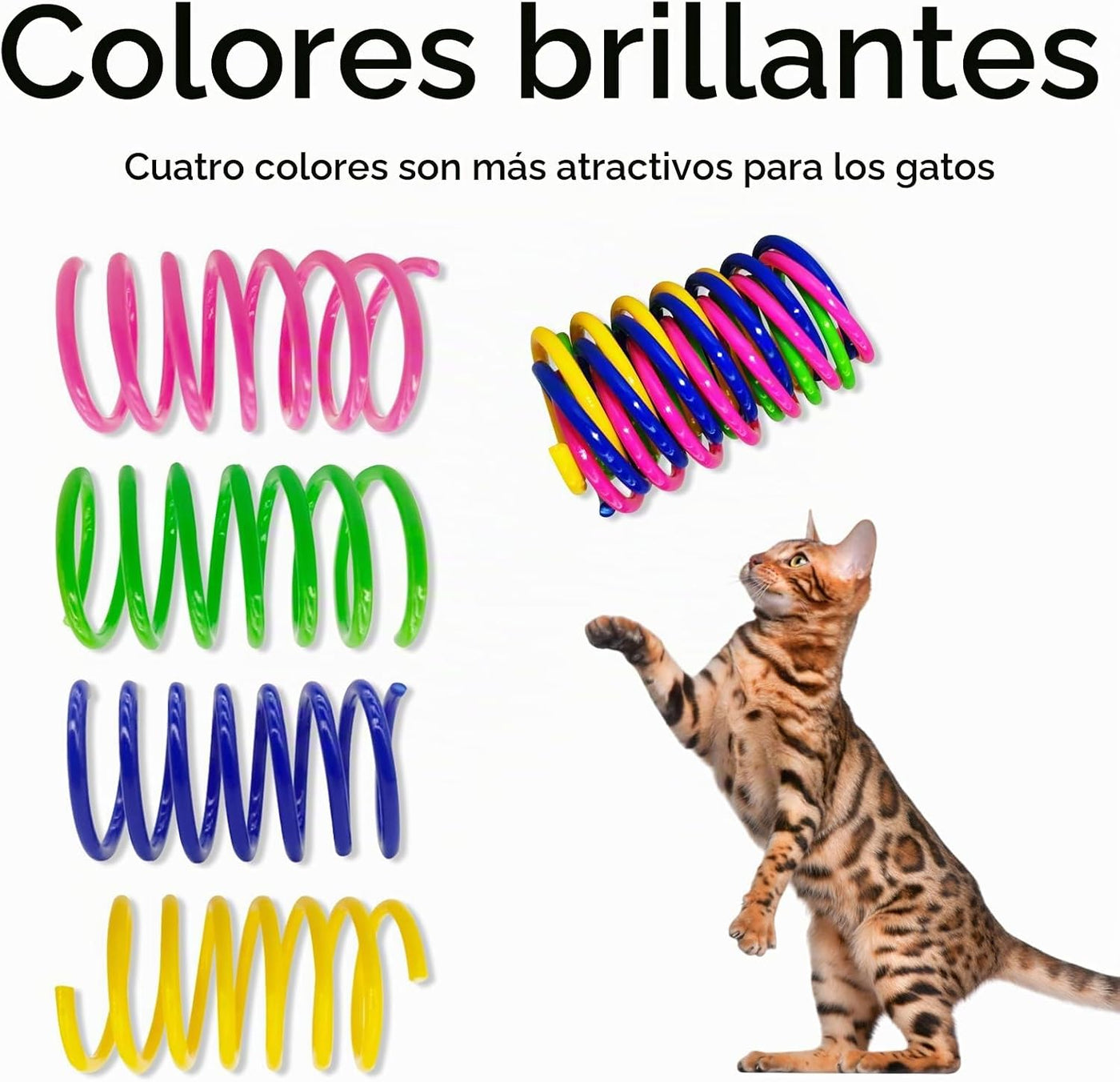 Cat Toys for Indoor Cats, 30 Pack Interactive Cat Toys, Durable Colorful Plastic Spiral Springs for Kitten Hunting, Banging and Biting, Cat Toys