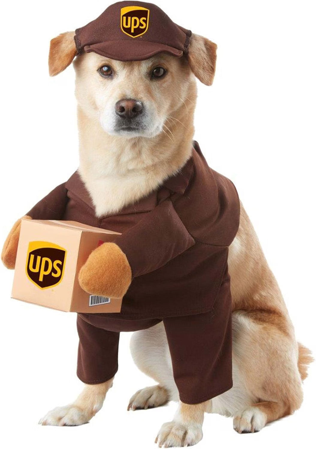 Disfarce de Estafeta "UPS Pal" para Cães – Camisa, Caixa e Boné