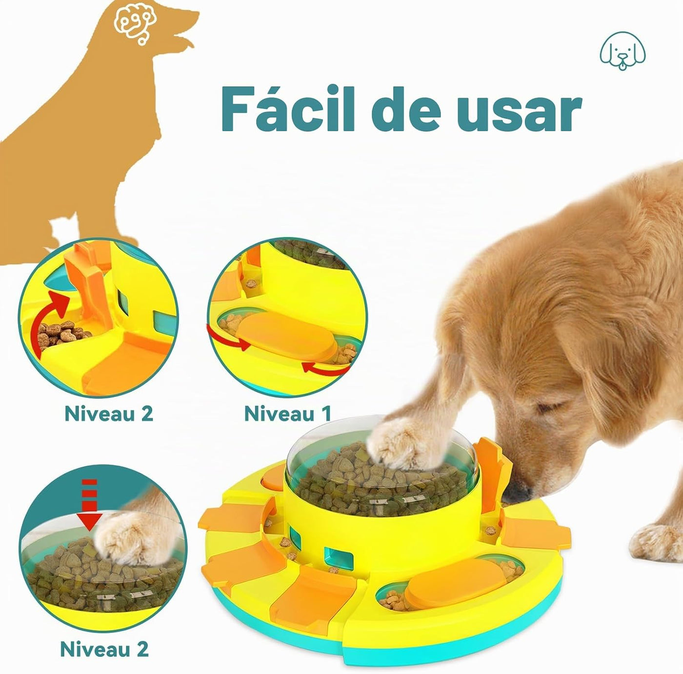 Interactive Slow Feeding Toys for Most Dogs Puzzle with 2 Difficulty Levels, Treat Dispenser