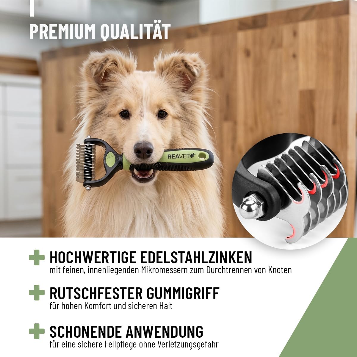 ReaVET Pet Brush for Dogs and Cats, Inner Layer with Massage Effect and Hair Protection