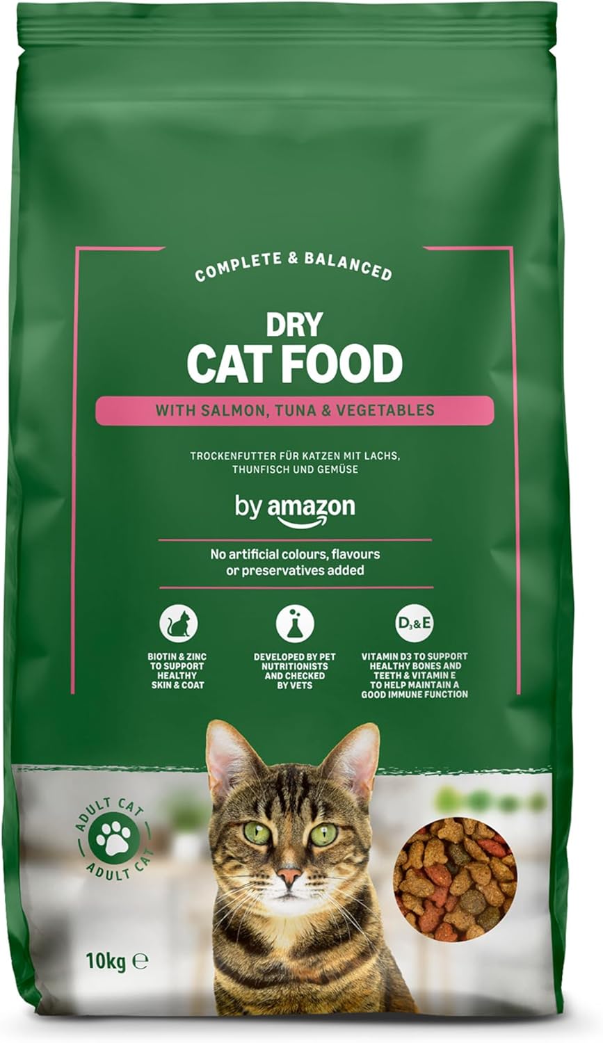 by Amazon Complete Dry Adult Cat Food with Salmon, Tuna and Vegetables, 1 Pack of 22 lbs