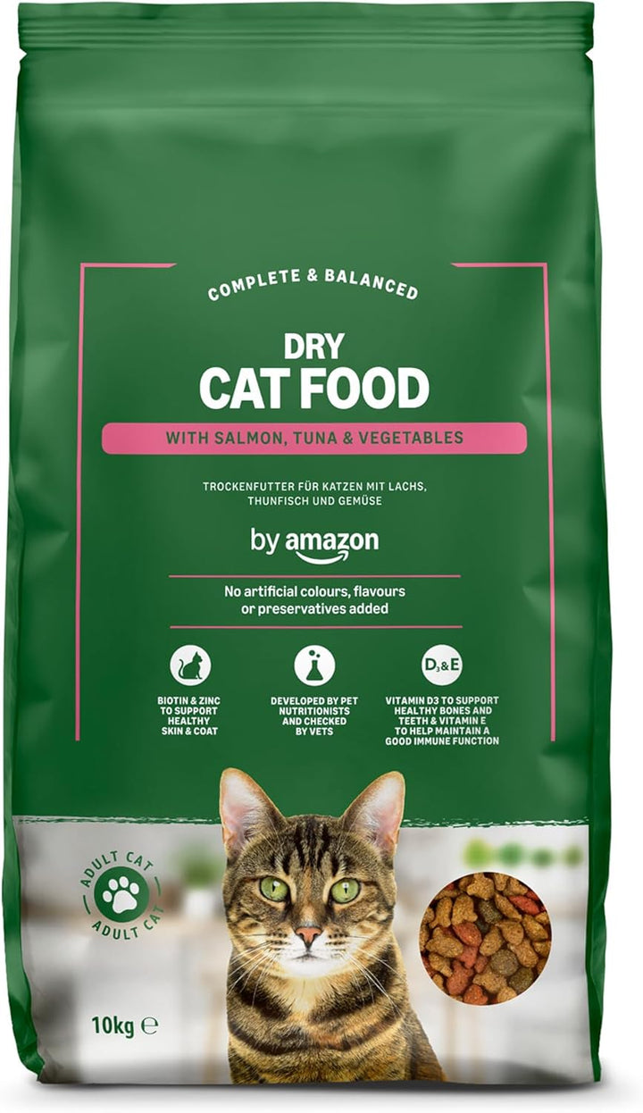 by Amazon Complete Dry Adult Cat Food with Salmon, Tuna and Vegetables, 1 Pack of 22 lbs