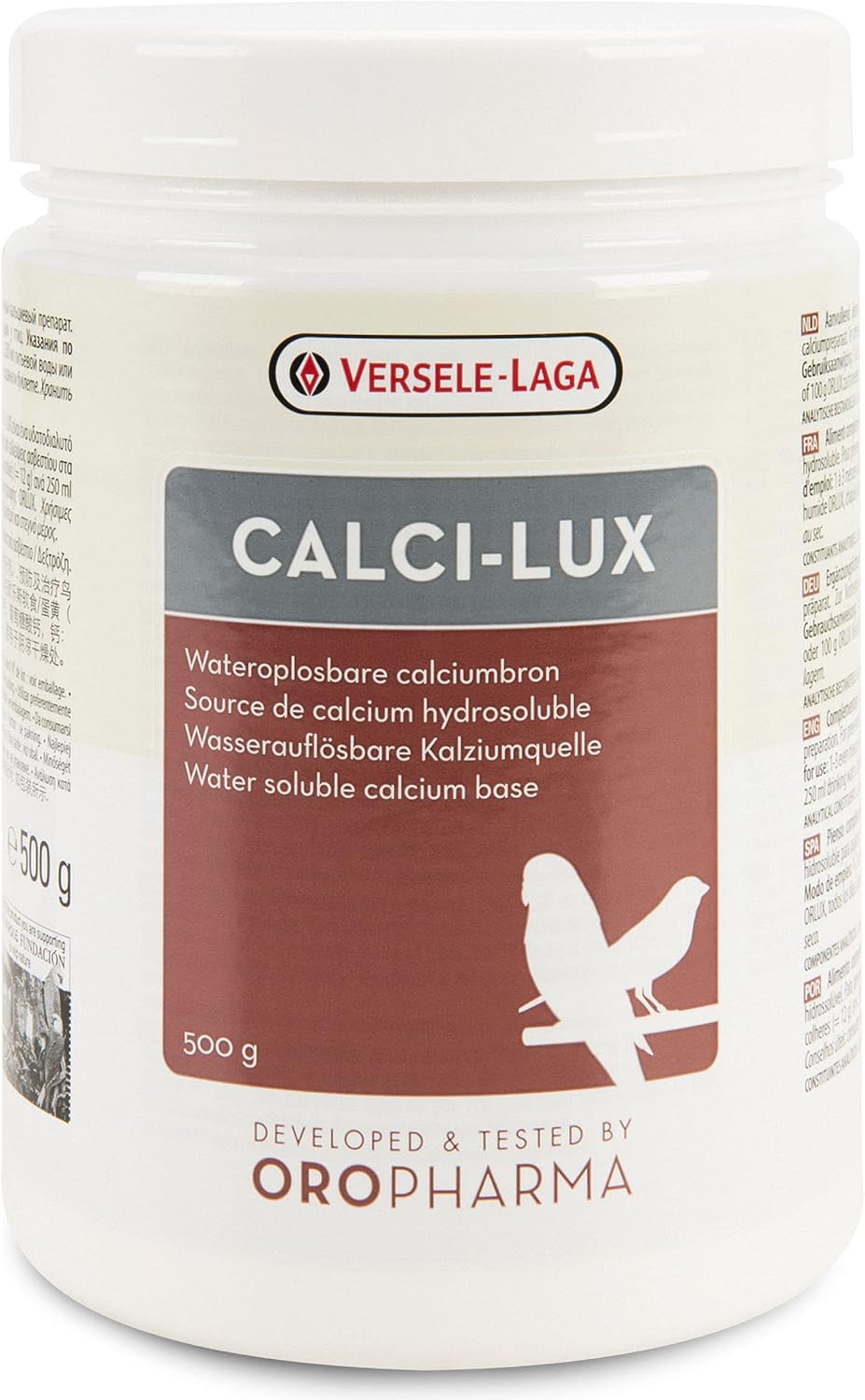 VERSELE-LAGA - Oropharma Calci-Lux - Calcium for Birds - to Strengthen the Skeleton and Eggshell - Water Soluble Format - 500g