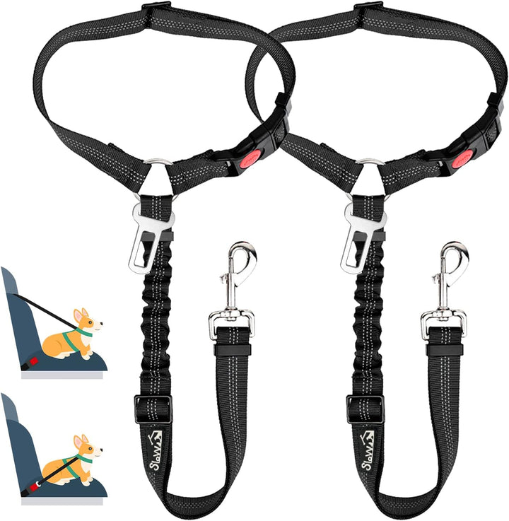 SlowTon Headrest for Dog, Dog Seat Belt for Car, Adjustable Safety Belt for Car, Safety Harness with Elastic Shock Absorber for Vehicles