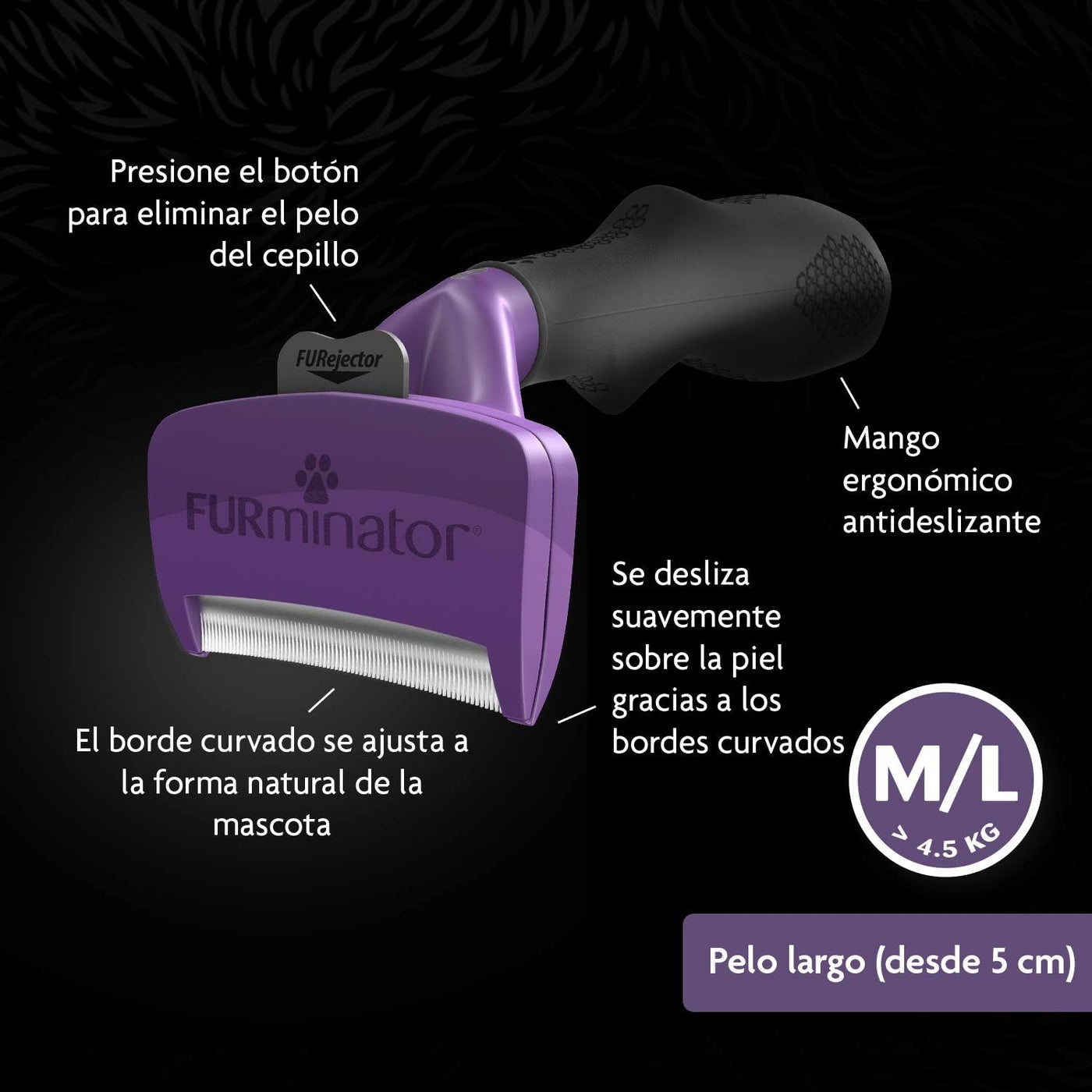 FURminator DeShedding, Brush for Medium/Large Long Haired Cats, M/L