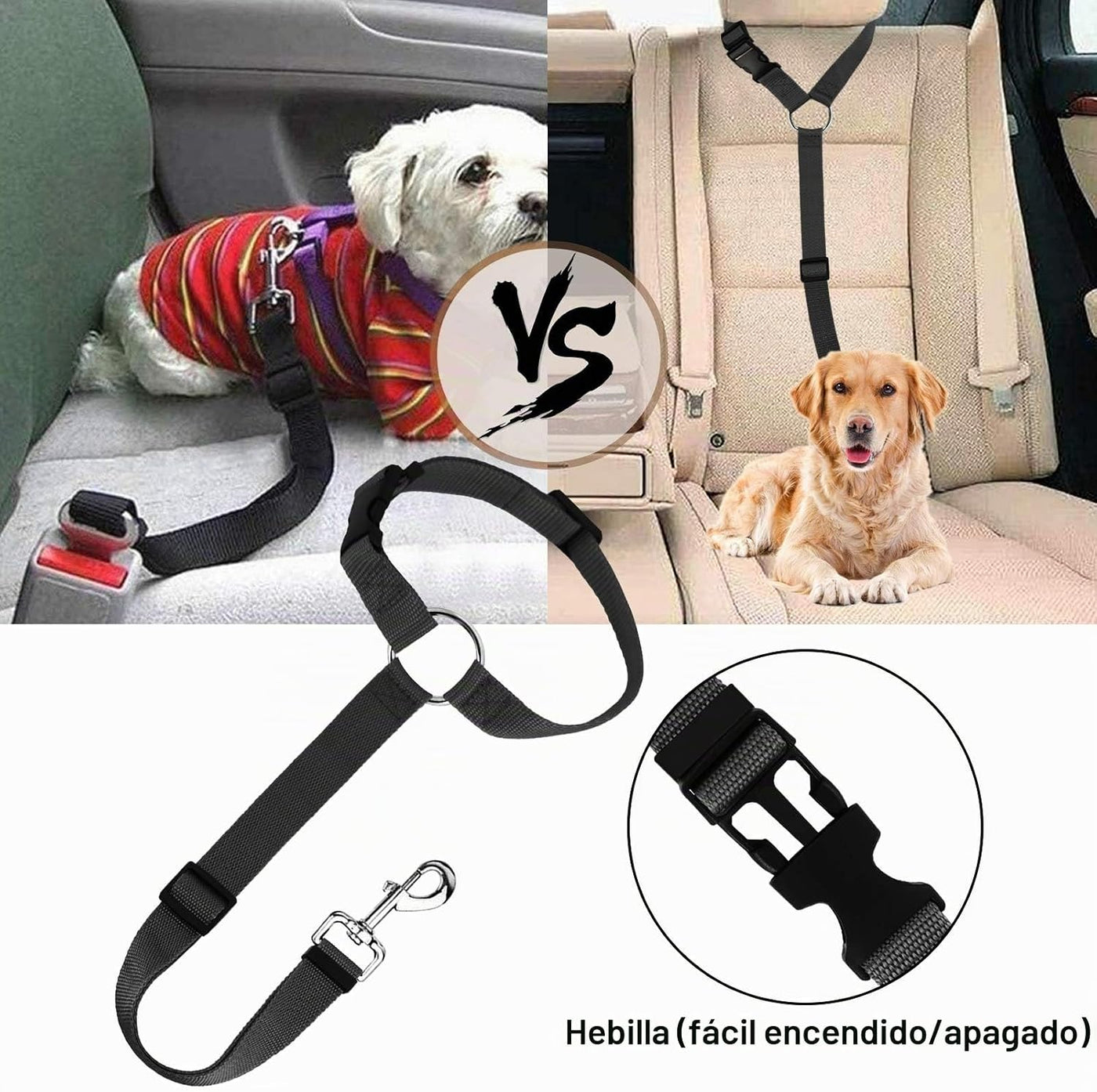 Belt Dog Car Headrest, 2 Pcs Anti-Loop Strap, Black