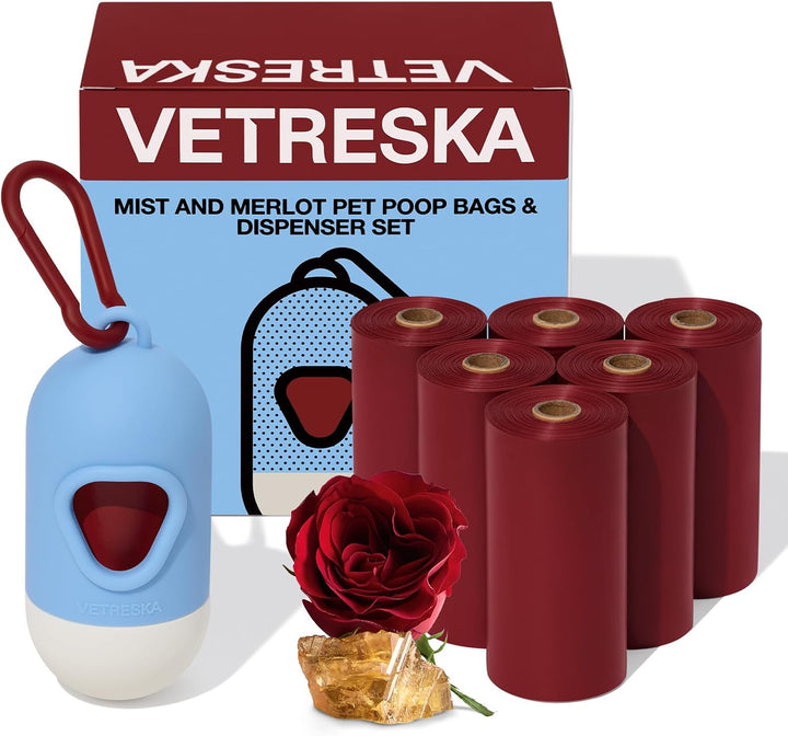VETRESKA Dog Poop Bag Dispenser with 105 Bags, Leak Proof and Extra Thick
