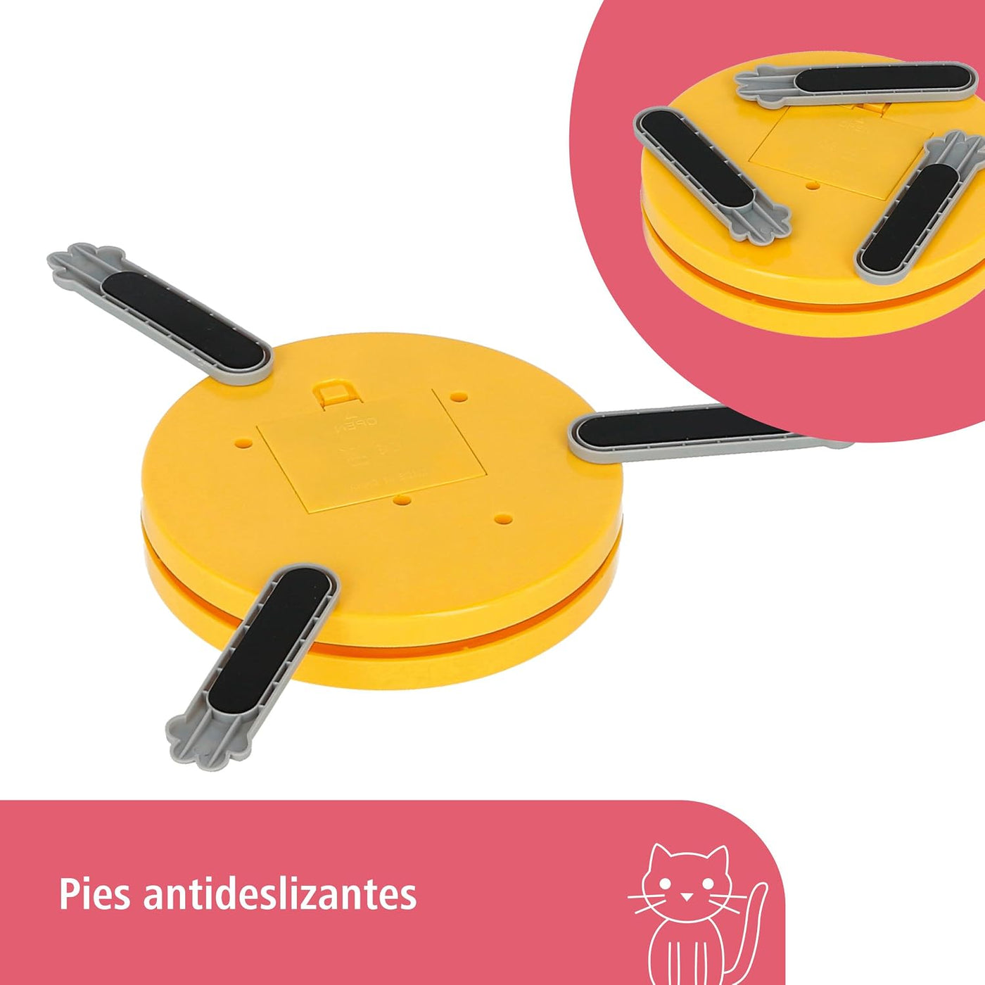 Kerbl Pet Brinquedos para gatos 2 em 1 Catch The Tail Feather, amarelo, cinzento, 70 x 53 x 5 cm, nylon, gatos, função de desligamento automático, antiderrapante
