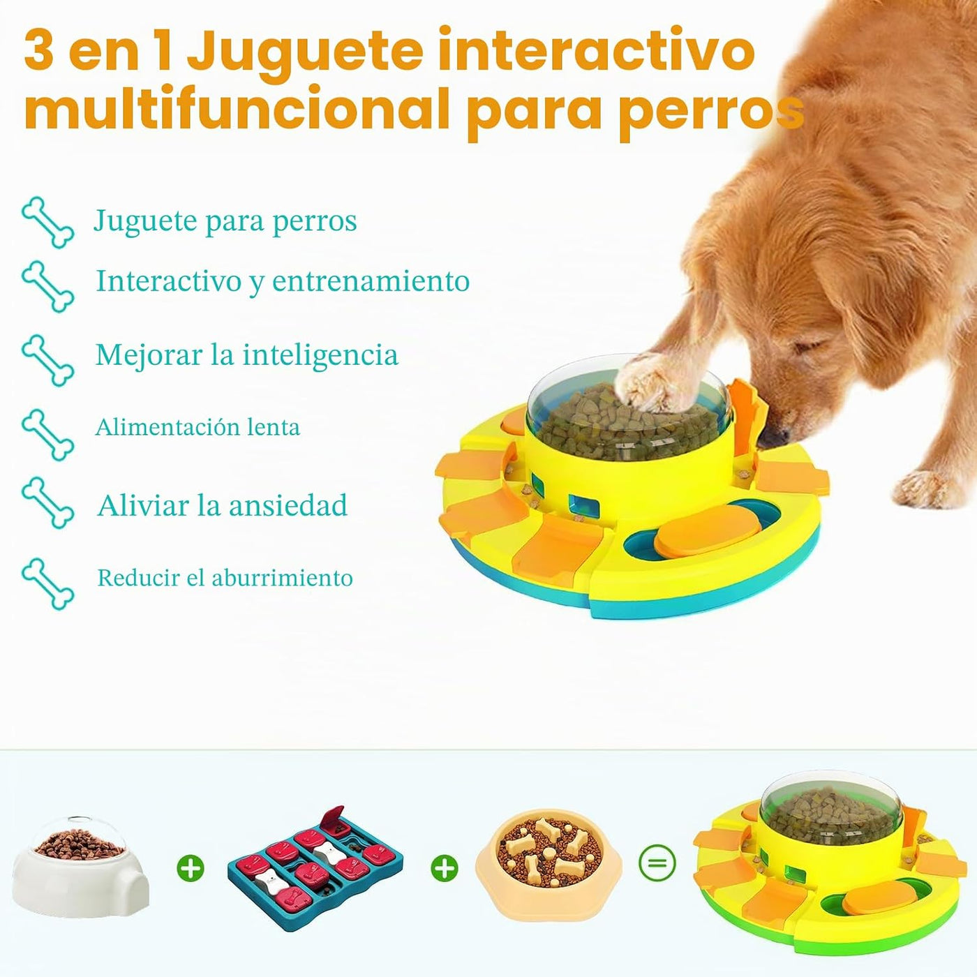 Interactive Slow Feeding Toys for Most Dogs Puzzle with 2 Difficulty Levels, Treat Dispenser