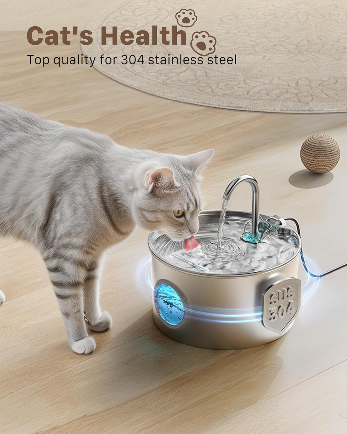 Fonte para gatos aço inoxidável: Bebedor gatos automático - fonte gato