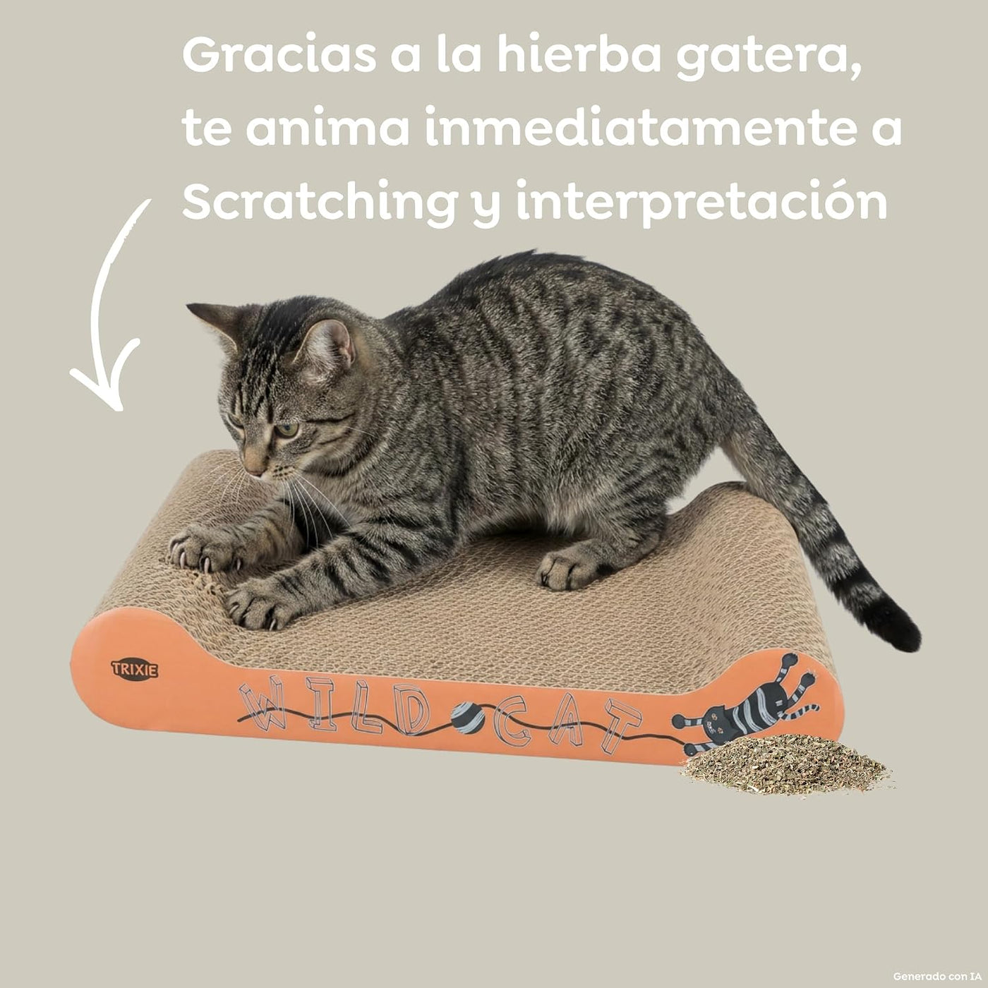 Trixie - Wild Cat Cardboard Scratcher for Cats, 41 x 24 x 7 cm, Red