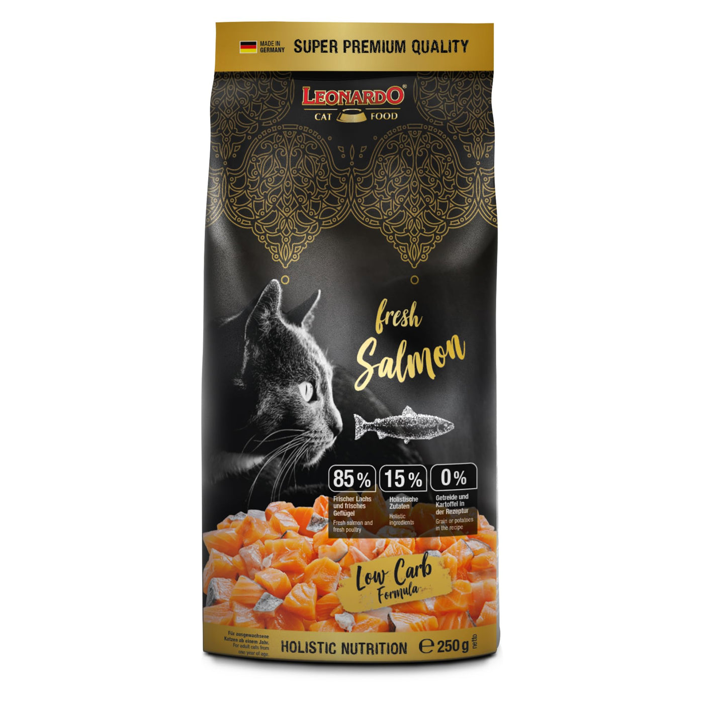 Leonardo Fresh Salmon [250g] Cat Food with 85% Fresh Meat | Complete for Adult Cats of All Breeds 1 Year Old (Pack of 2)
