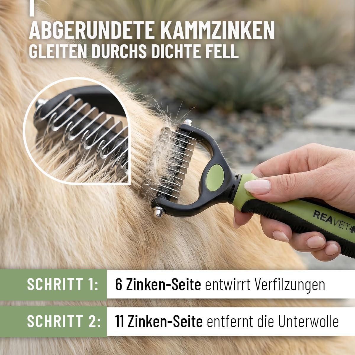 ReaVET Pet Brush for Dogs and Cats, Inner Layer with Massage Effect and Hair Protection