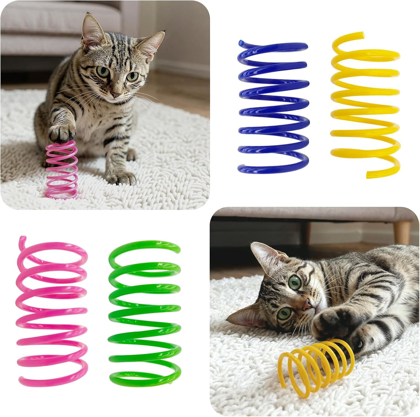 Cat Toys for Indoor Cats, 30 Pack Interactive Cat Toys, Durable Colorful Plastic Spiral Springs for Kitten Hunting, Banging and Biting, Cat Toys