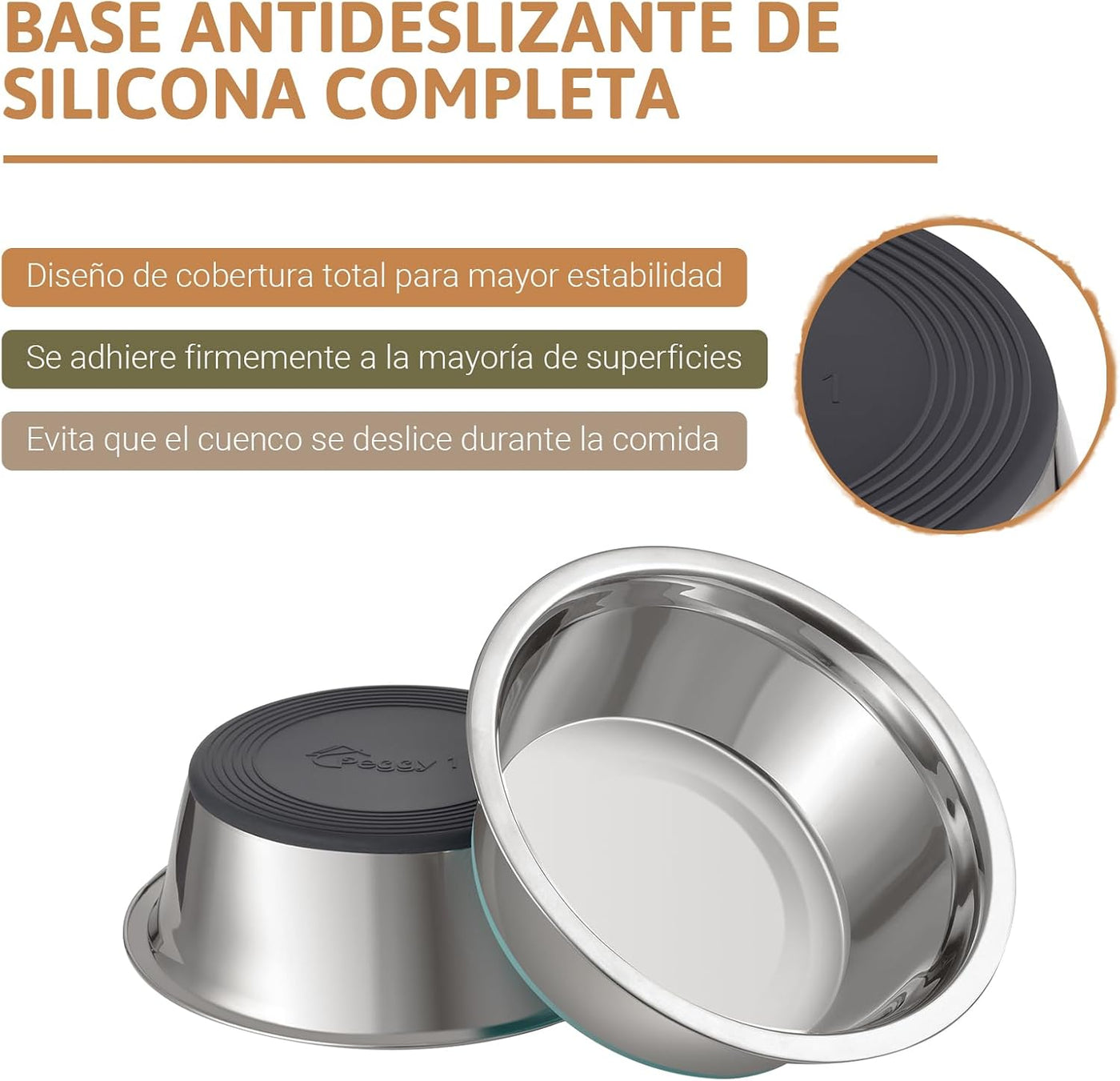 PEGGY11 Stainless Steel Dog Bowls, Non-Slip, Rubber Bottom, Food Grade, BPA Free, Dishwasher Safe, Easy to Clean, 1900ml, 2 Packs