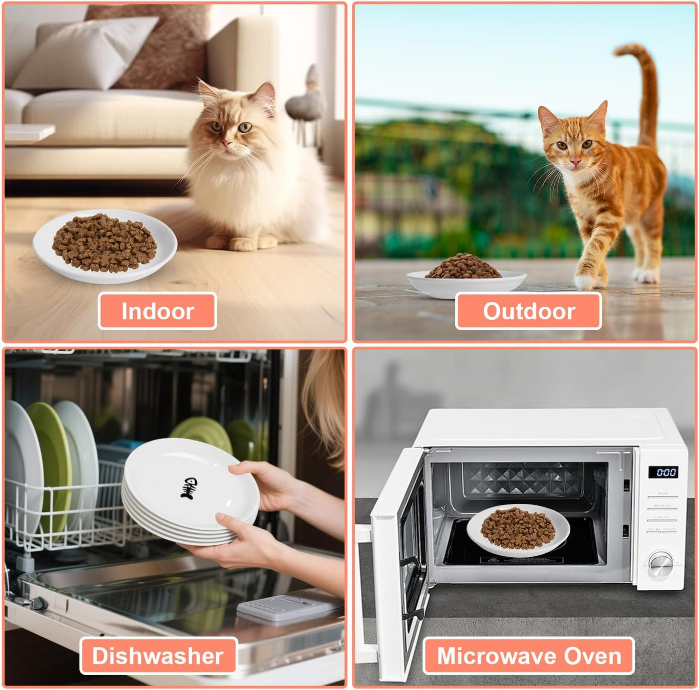 6 Pieces Cat Bowls, Ceramic Cat Feeder for Cats, Suitable for Kittens and Puppies