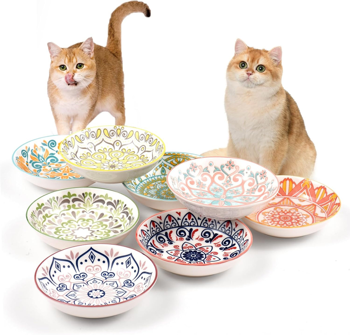 8 Pieces Ceramic Cat Feeder Bowls Cat Dishes for Cats