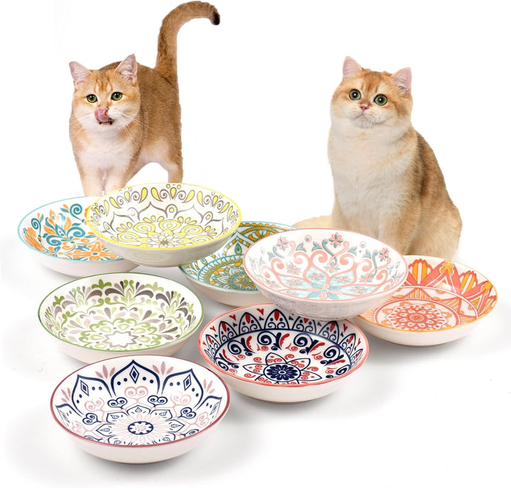 8 Pieces Ceramic Cat Feeder Bowls Cat Dishes for Cats