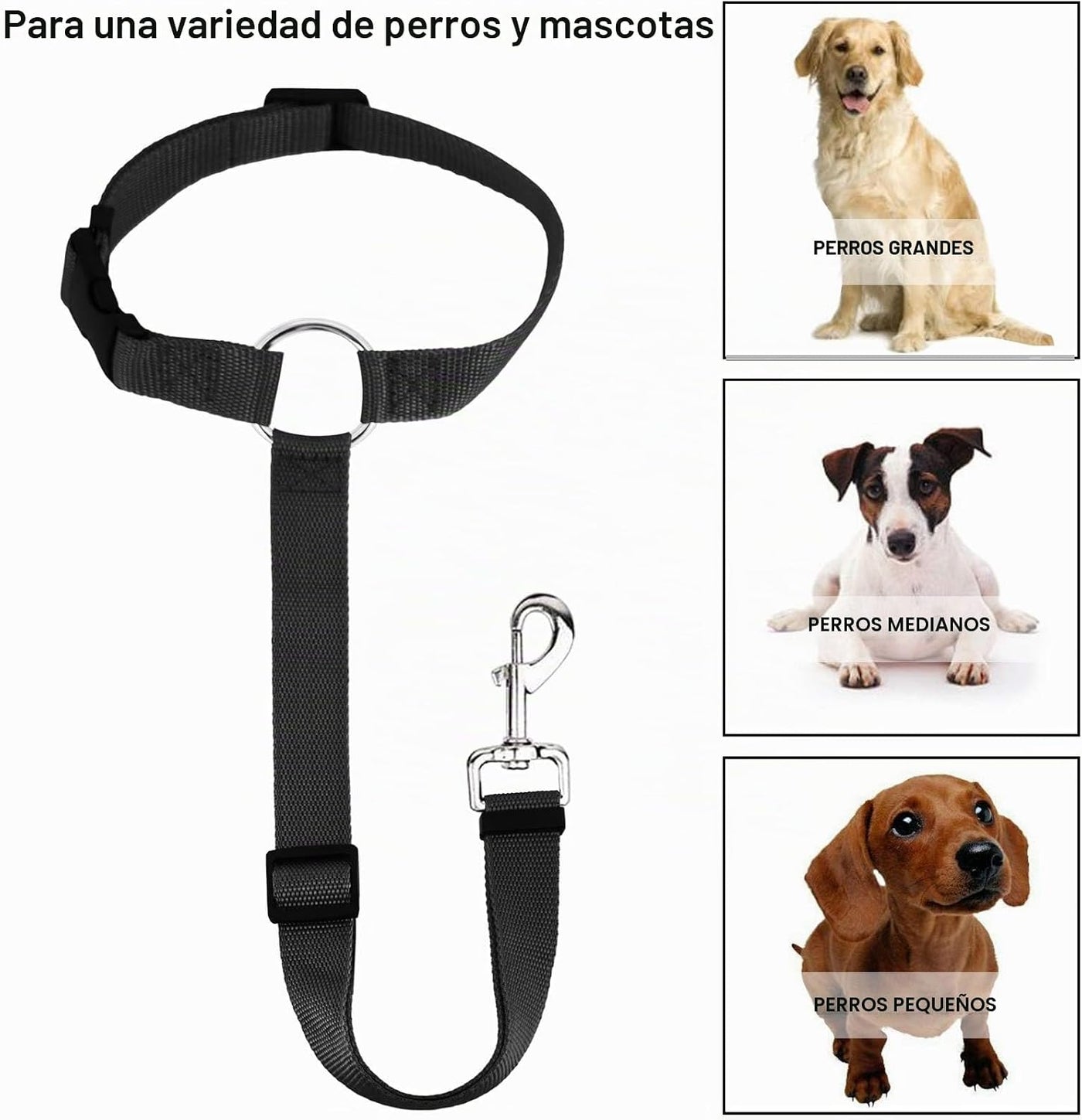 Belt Dog Car Headrest, 2 Pcs Anti-Loop Strap, Black