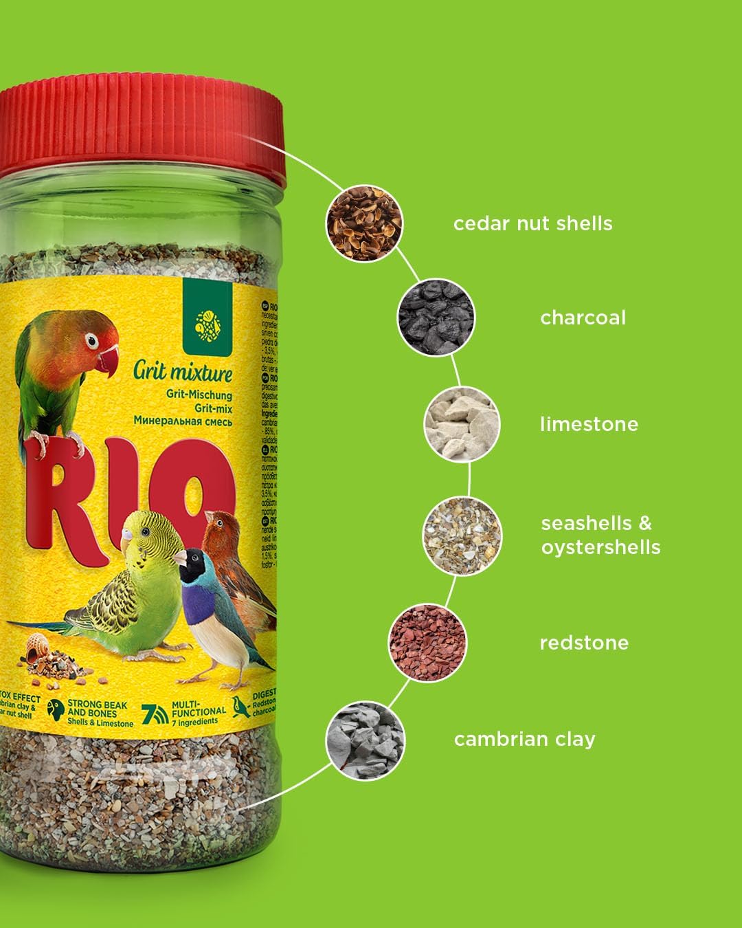 RIO Grit Mix | Twin Pack | 2 x 520g | Mineral Bird Food | to Support Digestion | Contains Important Minerals such as Calcium, Phosphorus and Sodium