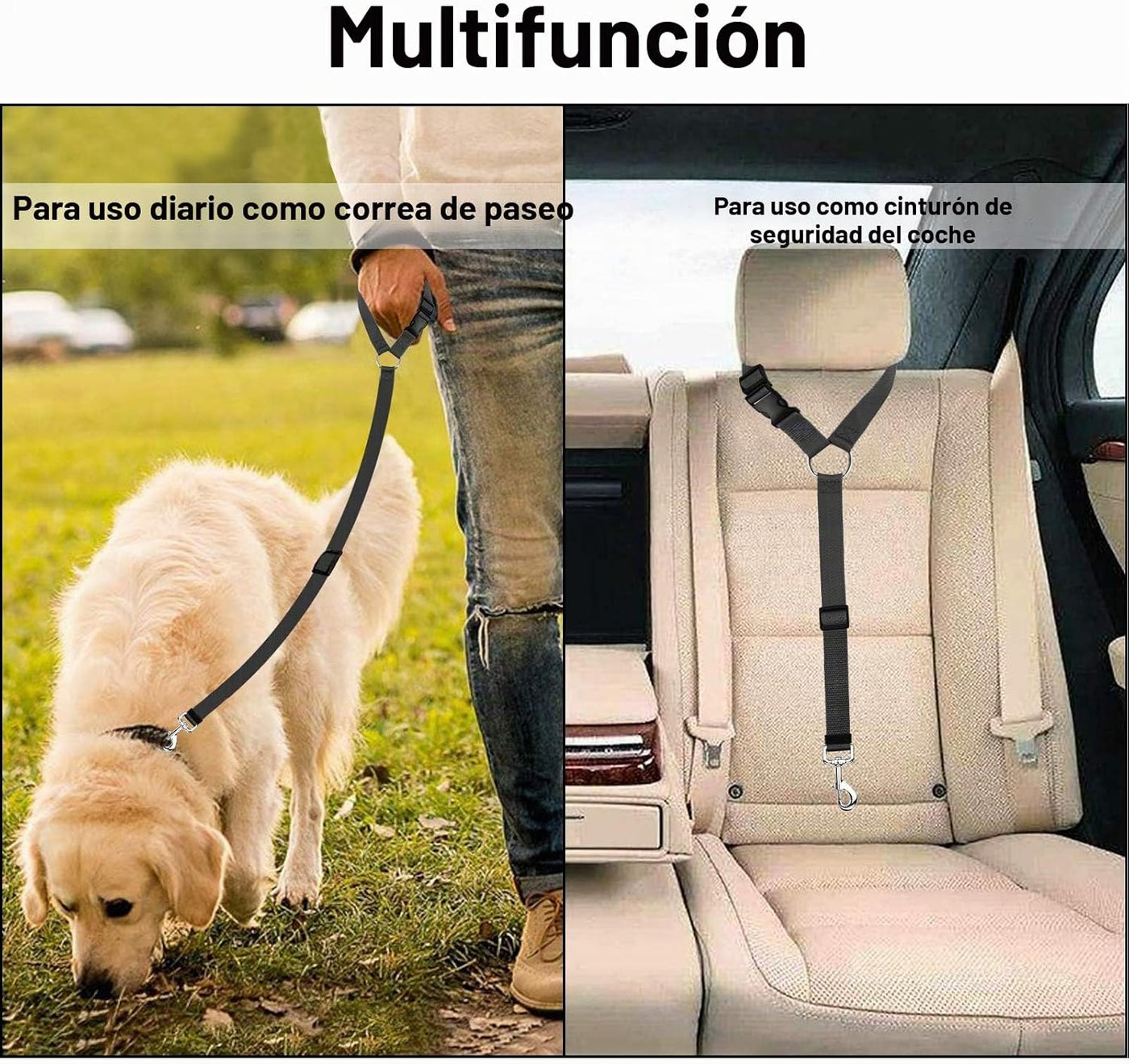 Belt Dog Car Headrest, 2 Pcs Anti-Loop Strap, Black