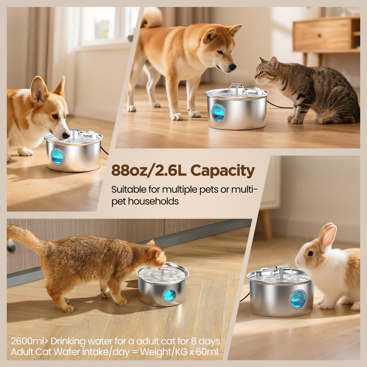 Fonte Inox 2,6 L Automática para Gatos