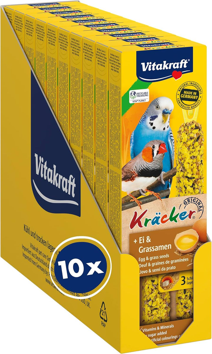 Vitakraft Egg & Herb Seed Cookies, Budgies and Exotic Sticks in Reserve, No Added Sugar (10 x 54g)