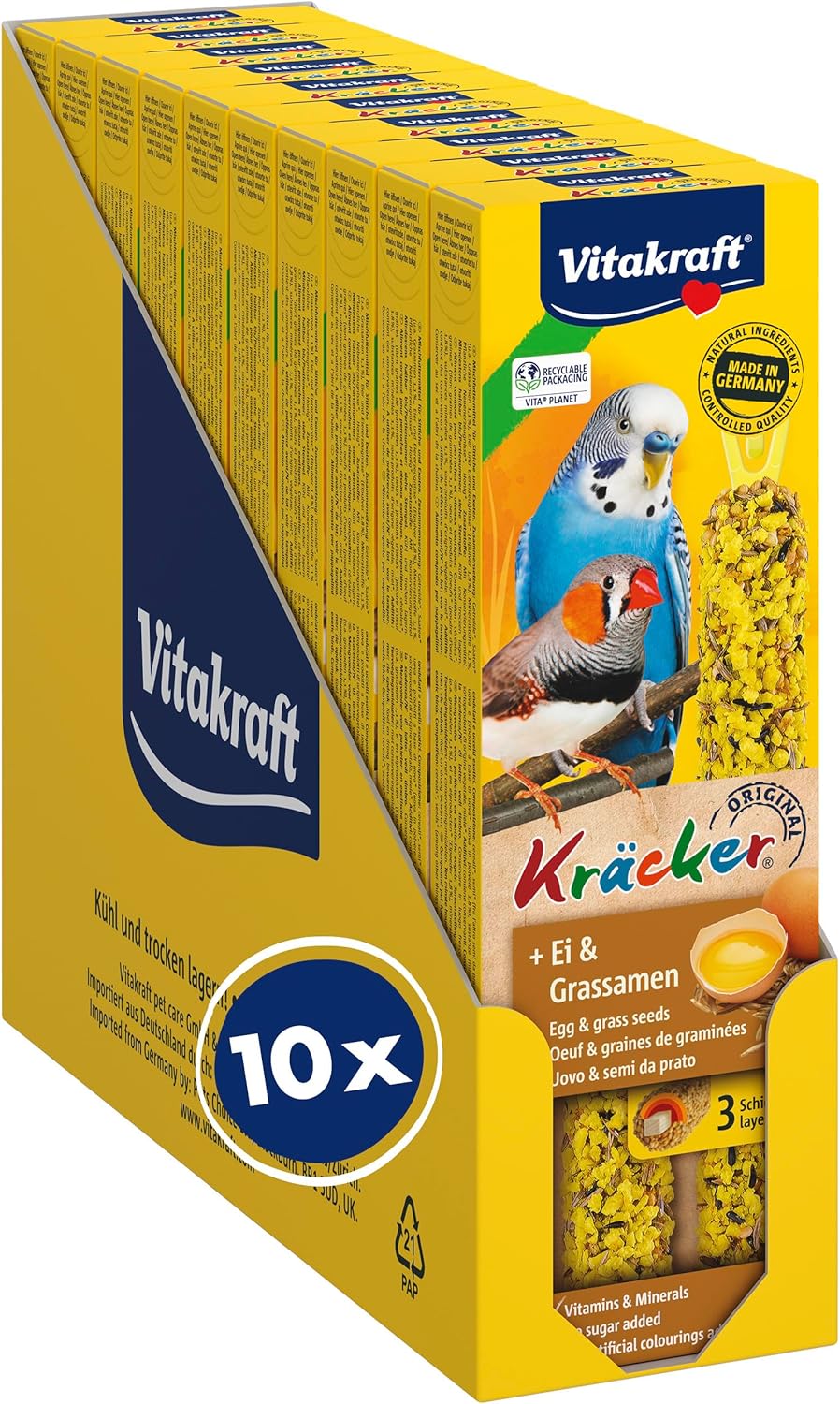 Vitakraft Egg & Herb Seed Cookies, Budgies and Exotic Sticks in Reserve, No Added Sugar (10 x 54g)