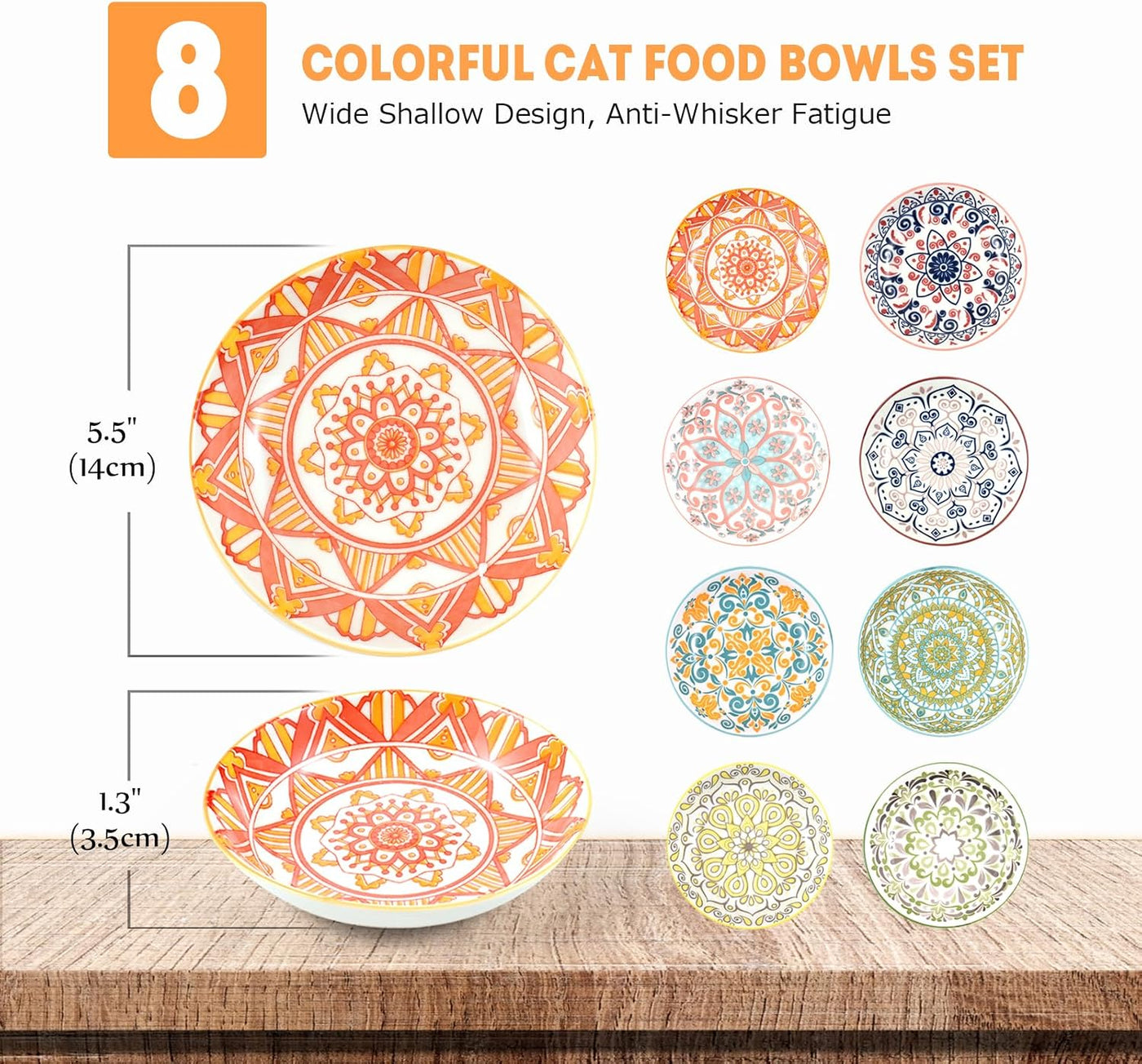 8 Pieces Ceramic Cat Feeder Bowls Cat Dishes for Cats